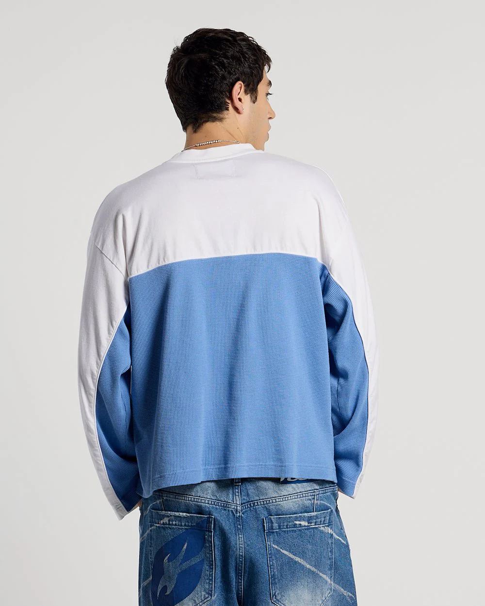 BICOLOR WAFFLE LONGSLEEVE BLUE & WHITE - Image 4