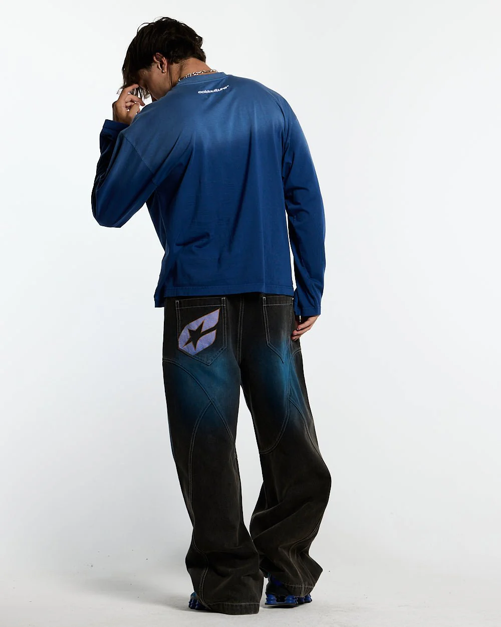 CROSSED SCRIPT LONGSLEEVE VIBRANT BLUE - Image 4