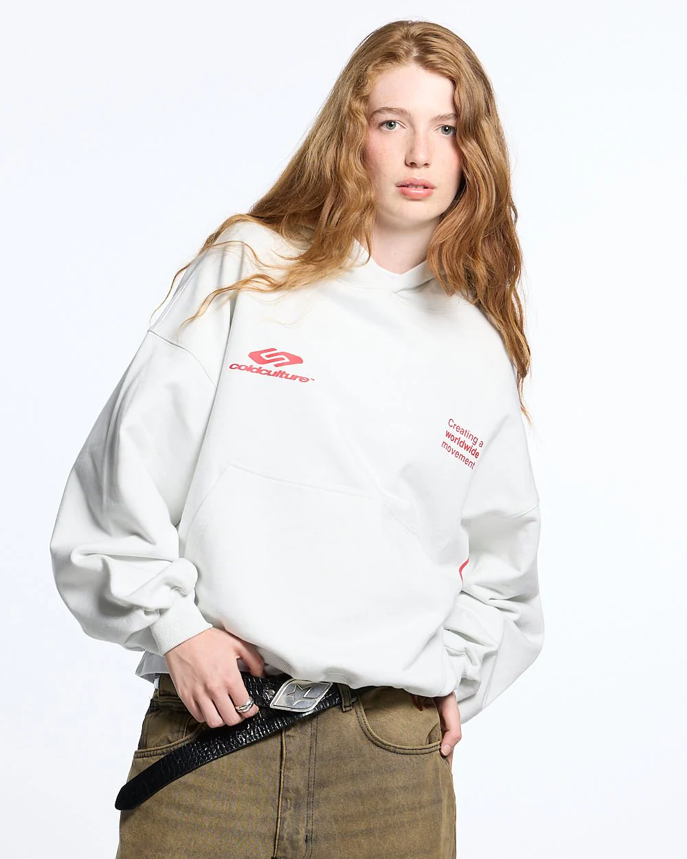 DEFENSE HOODIE LIGHT GREY & RED - Image 6