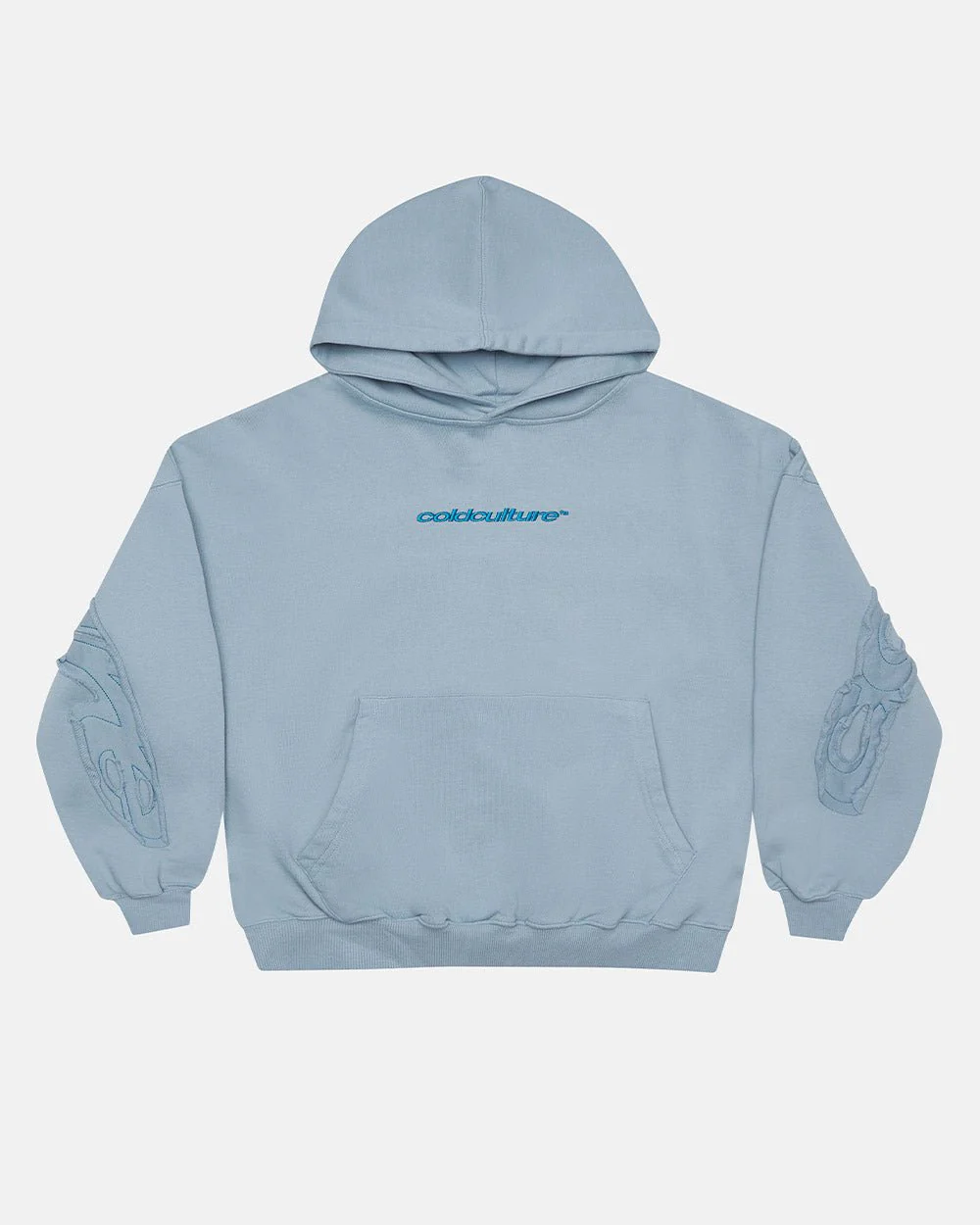 DISTRESS CURVED HOODIE SHADY BLUE - Image 3