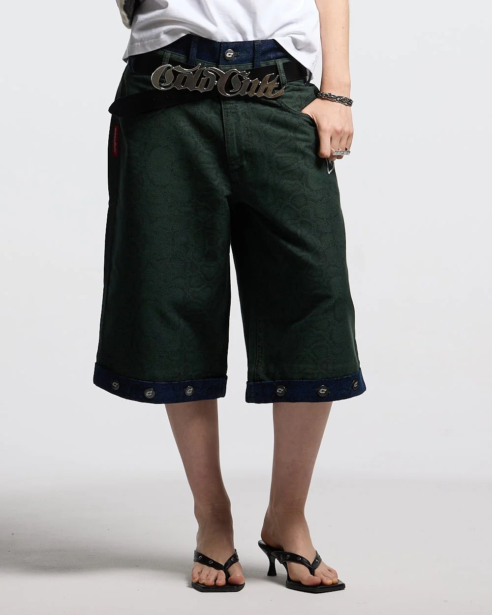 DOUBLE WAIST SNAKE SUIT JORTS GREEN - Image 5
