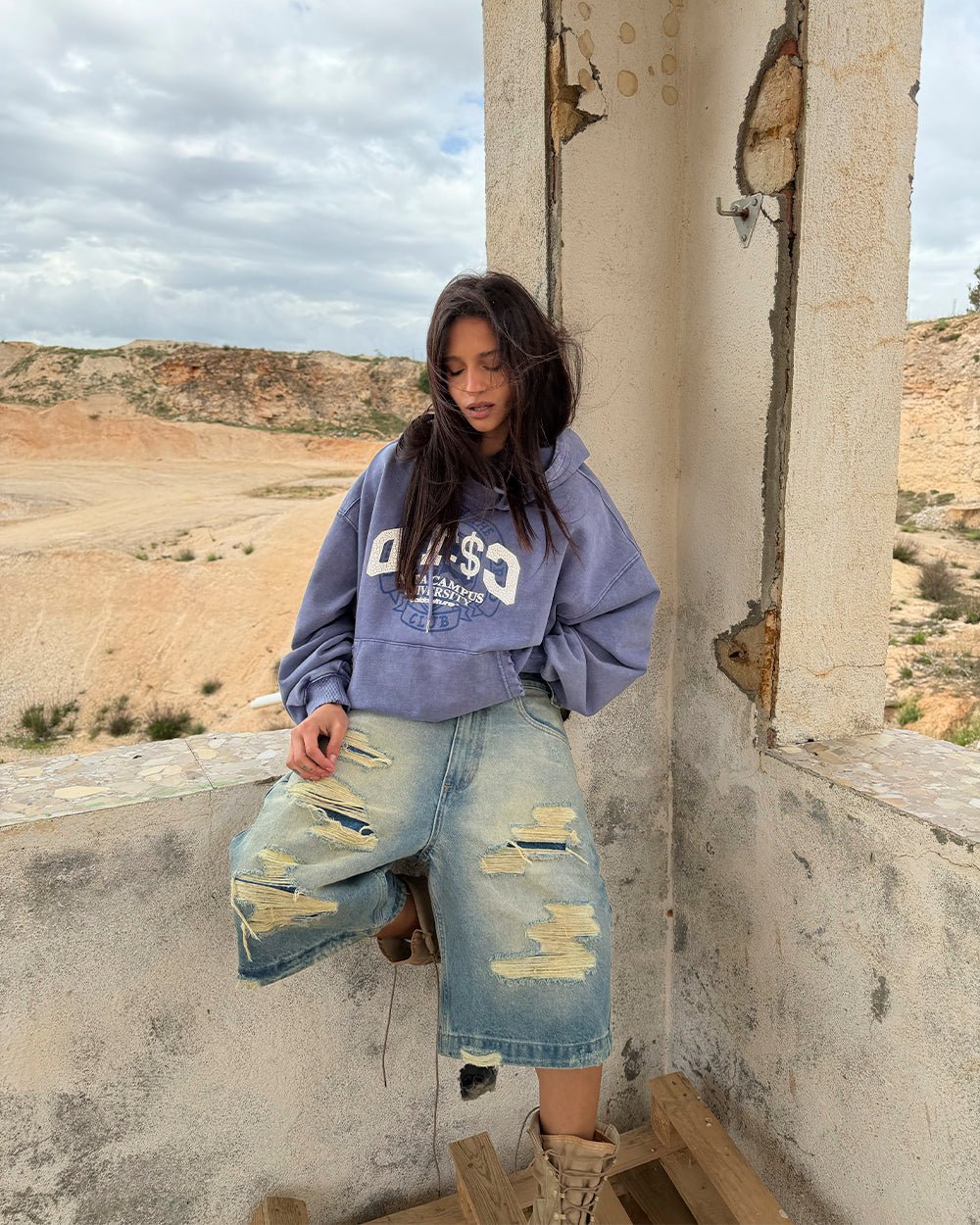 FIFTY - FIVE REASON HOODIE BLUE - Image 12
