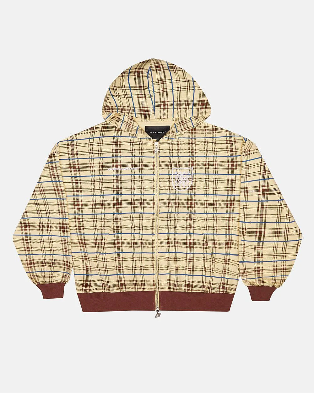 GRID ZIP HOODIE YELLOW & BROWN - Image 3