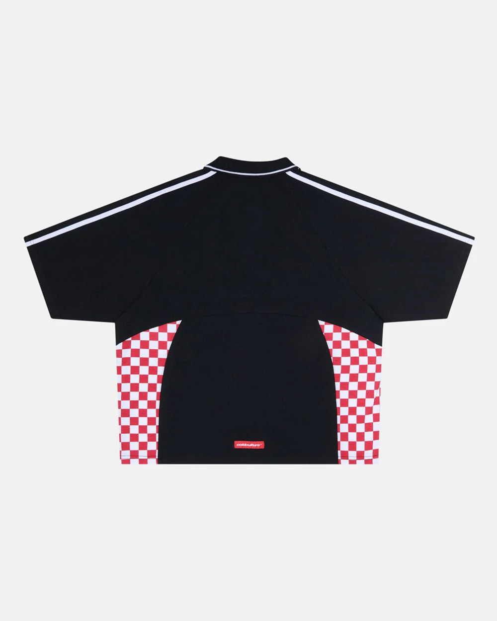 RED CHESS POLO TSHIRT BLACK - Image 3