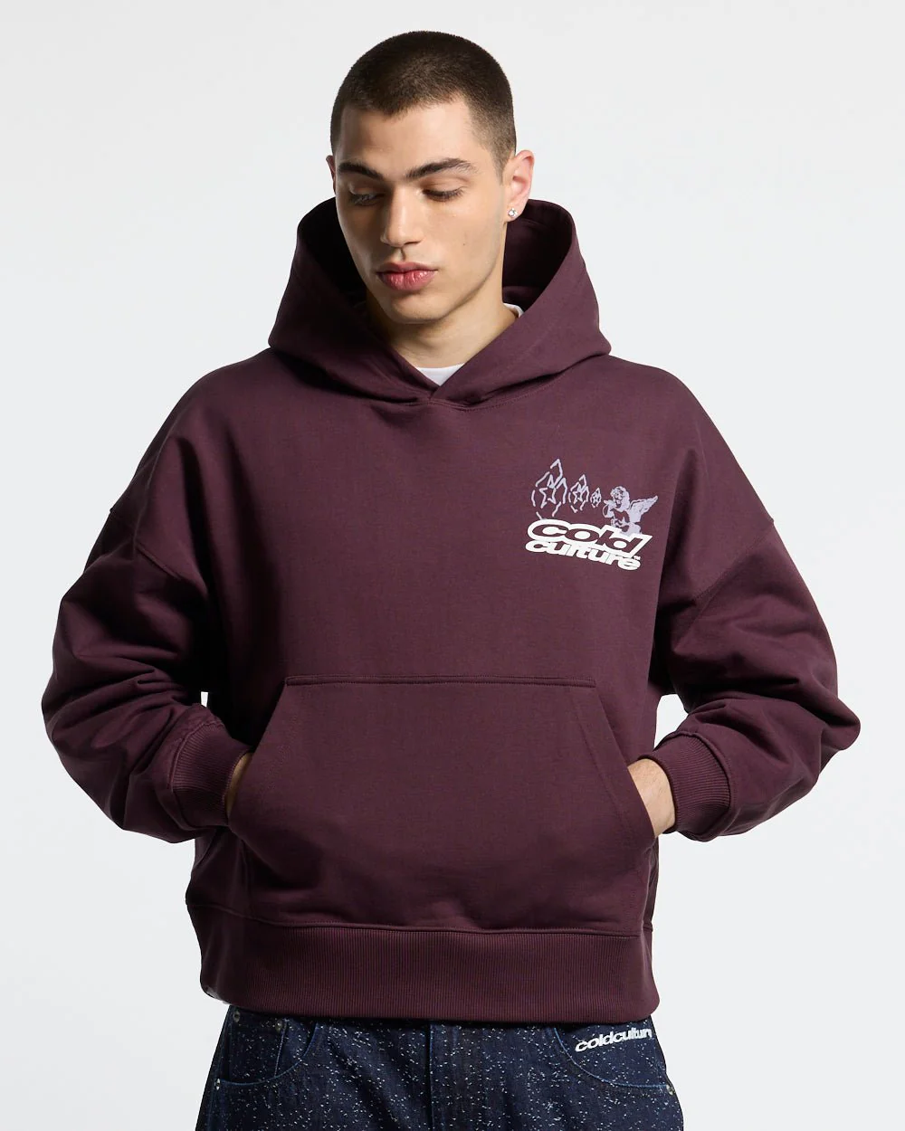 SMOKING ANGEL HOODIE BURGUNDY - Image 4